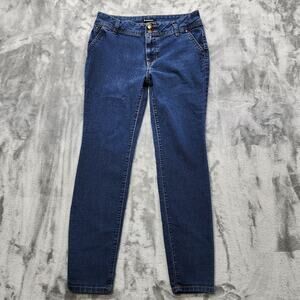 d. jeans Womens 6 Blue Mid Rise Skinny Double Button Jegging Ankle Stretch Denim